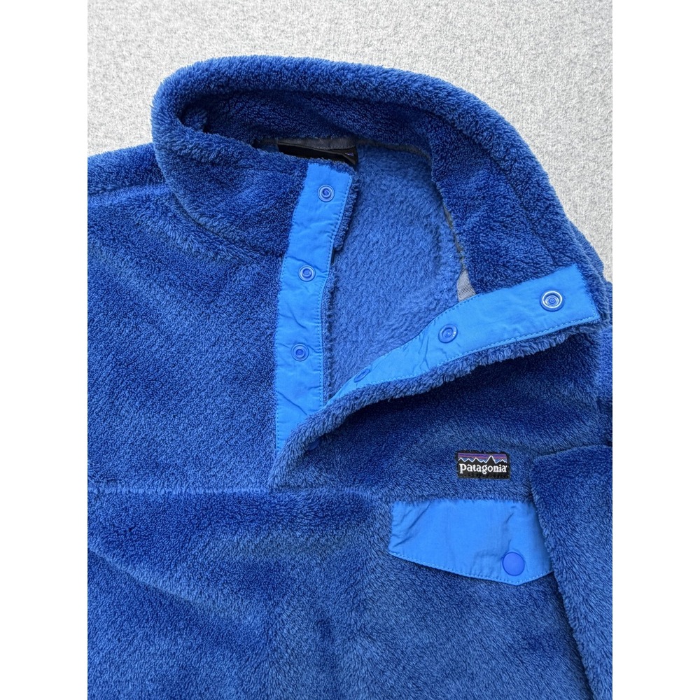 Patagonia Fleece Jacket Kids XL 14 Blue Snap Pullover Pocket Warm Winter Outdoor - Picture 6 of 12